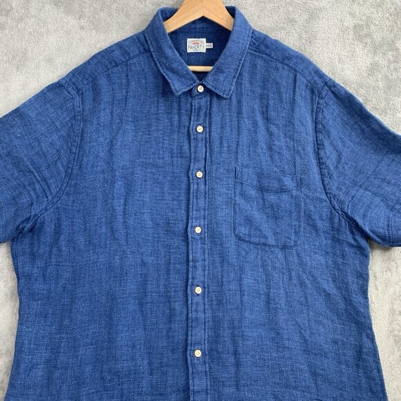 Faherty Shirt Mens XXL Blue Short Sleeve Button Down 100% Linen Indigo Dyed - Picture 4 of 10